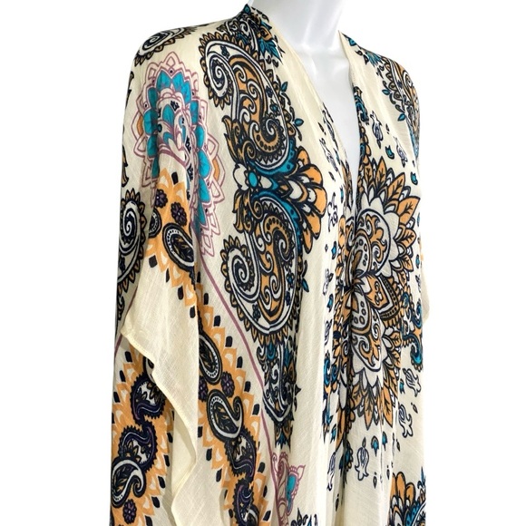 Lovestitch Boho Chic Paisley Floral Kimono Flowy Duster Festival Beach Hippie - Picture 1 of 8
